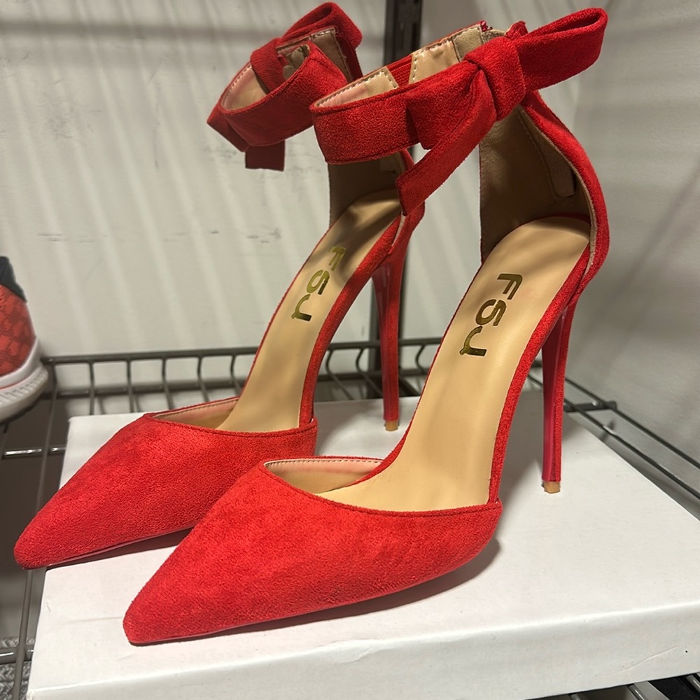 Red Suede Heels - image 1